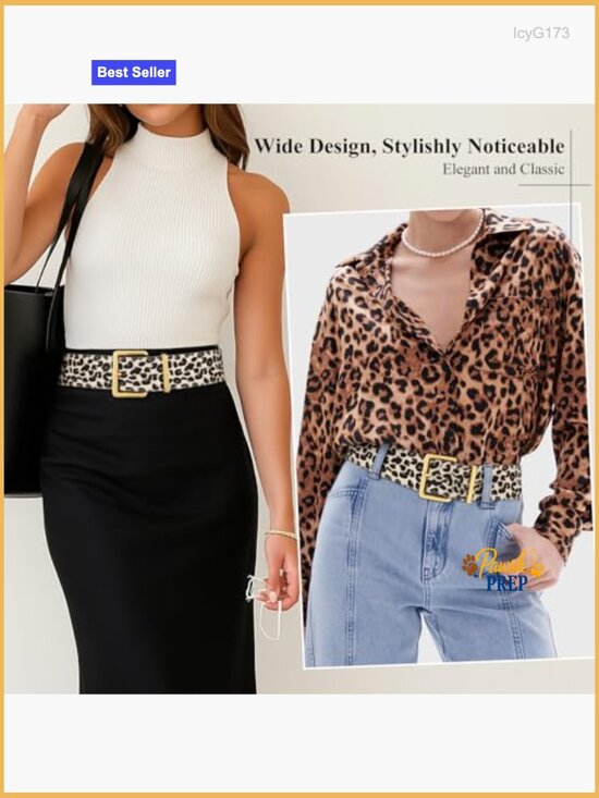 Wide Chunky Suede Belt with Gold Buckle for Dresses main image 4